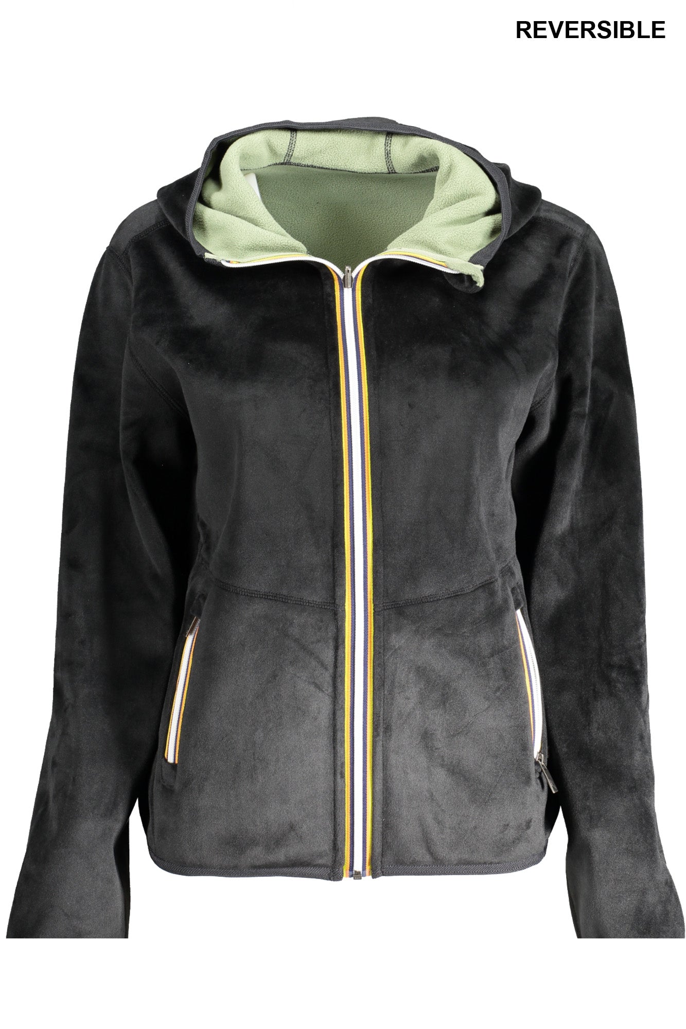 K-WAY FELPA CON ZIP DONNA NERO
