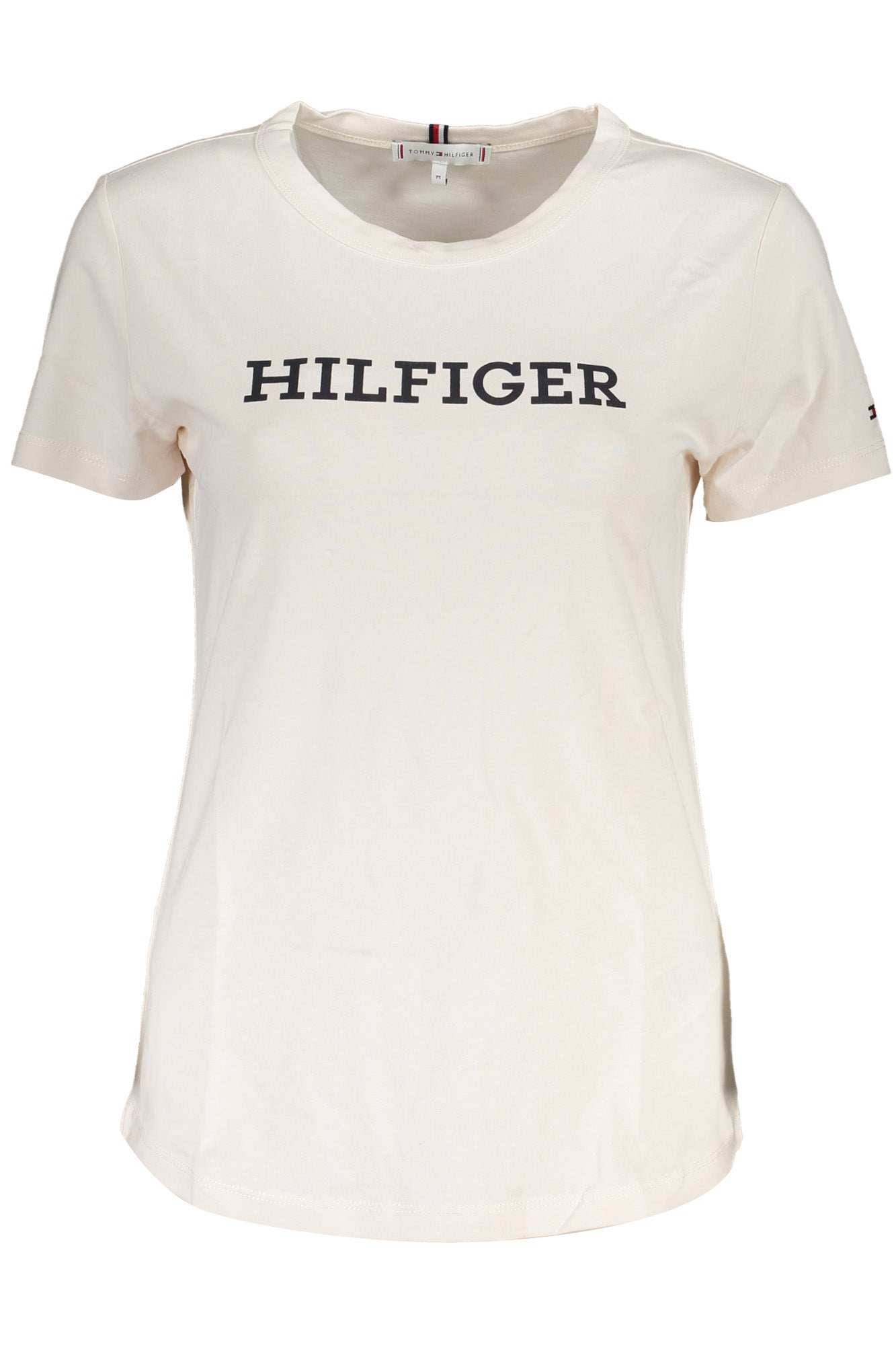 TOMMY HILFIGER T-SHIRT MANICHE CORTE DONNA BEIGE