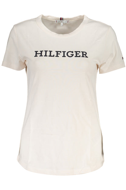 TOMMY HILFIGER T-SHIRT MANICHE CORTE DONNA BEIGE